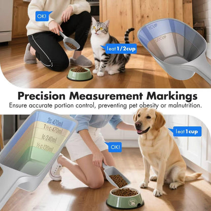 Food Scoop, Cup Capacity Dog Food Scooper With Measuring Lines For Dog, Puppy and Cat Coffee Bean Scoop, Flour Scoop 2 Pack (Grey)
