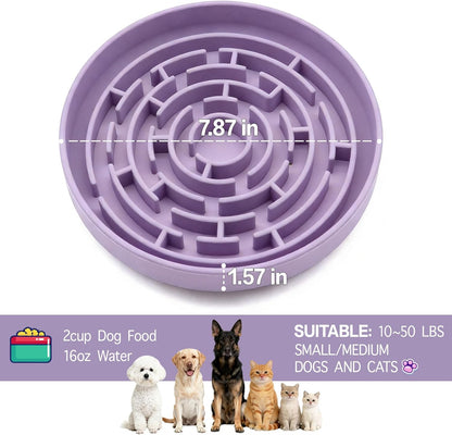 Silicone Slow Feeder Bowl, with Non-Slip Suction Cups, Anti-Choking, Puppy Puzzle Bowl, Slows Down Eating Speed, Relieves Anxiety, Suitable for S&M Sized Dogs and Cats(Green