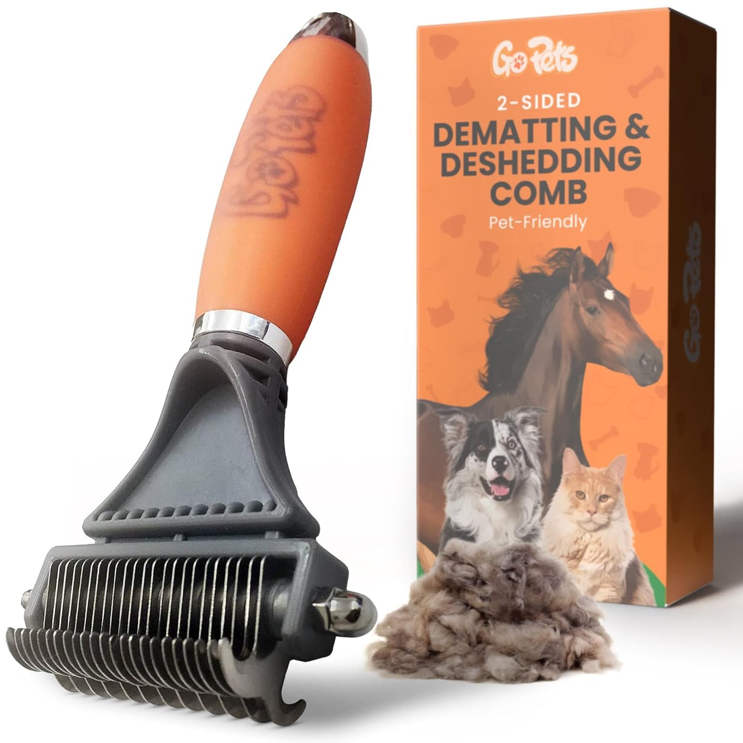 GoPets Self-Cleaning Slicker Brush for Dogs & Cats, Deshedding & Dematting Comb with Retractable Bristles, Undercoat Tool for Long Haired Dogs, Non-Slip Handle, Detangler for Mats & Shedding Fur