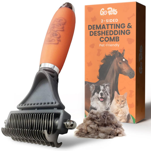 GoPets Self-Cleaning Slicker Brush for Dogs & Cats, Deshedding & Dematting Comb with Retractable Bristles, Undercoat Tool for Long Haired Dogs, Non-Slip Handle, Detangler for Mats & Shedding Fur