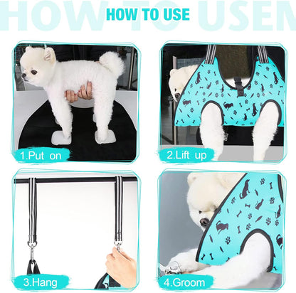 ATESON Pet Grooming Hammock with Nail Clippers/Nail Trimmers/Grooming Scissors, Dog Grooming Harness for Nail Trimming, Pet Grooming Sling Helper