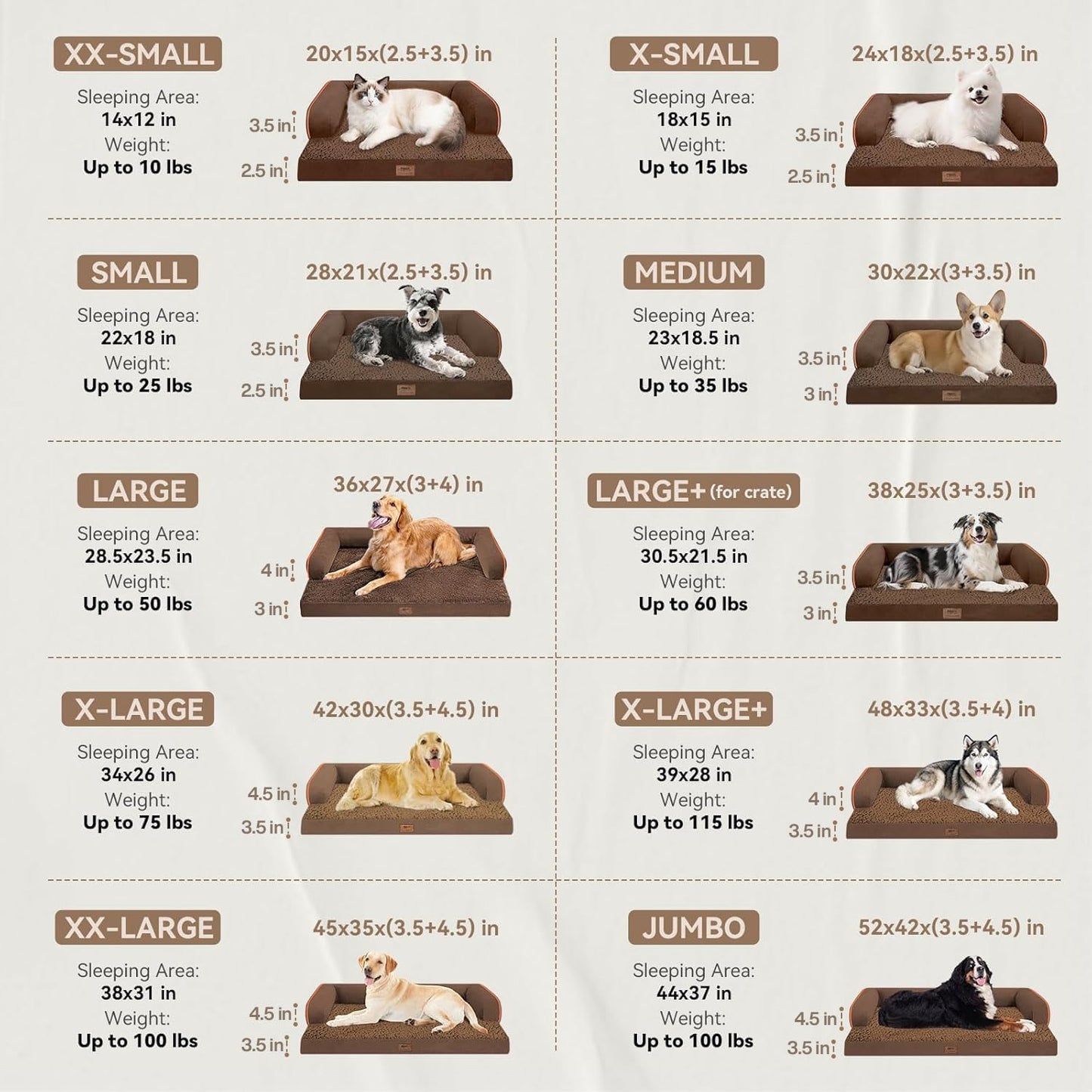 Large Dog Bed Orthopedic Washable - Beds Bolster - Medium XL XLarge Big Dogs - Memory Foam Couch Sofa - Waterproof with Removable Cover