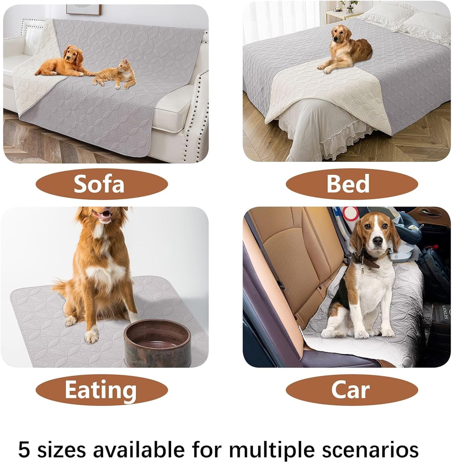 Waterproof Dog Blanket, 30x30 inches Small Pet Couch Covers for Sofa, Chair Bed Furniture Protector from Dogs Washable and Reversible-Lightgrey+Darkgrey