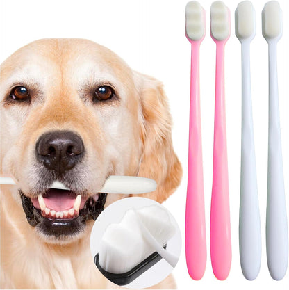 Dog Toothbrush Kit 2 Pack, Ultra Soft Pet Tooth Brush for Medium to Large Dogs & Cats, Animal Teeth Brushing Kit for Easy Dental Cleaning, 2 Pcs, Pink
