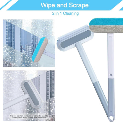 4 in 1 Pet Hair Remover, Reusable, Effective Cat and Dog Hair Removal Cleaning Tool with 17-Inch Extra Long Handle Multifunctional Fur Lint Brush for Couch, Furniture, Carpet, Clothes, Bedding