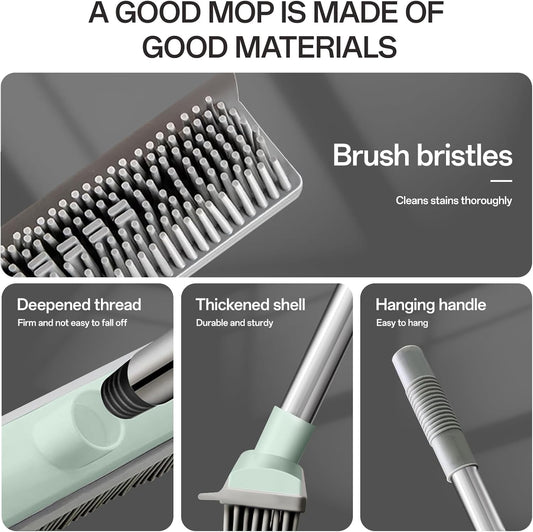 Pet Hair Rubber Broom with Squeegee for Carpet,Fur Remover Broom Carpet Rake for Pet Hair Removal, with 50" Long Handle, Dual-Sided for Hardwood Floor, Tile,Portable Detailing Lint Brush