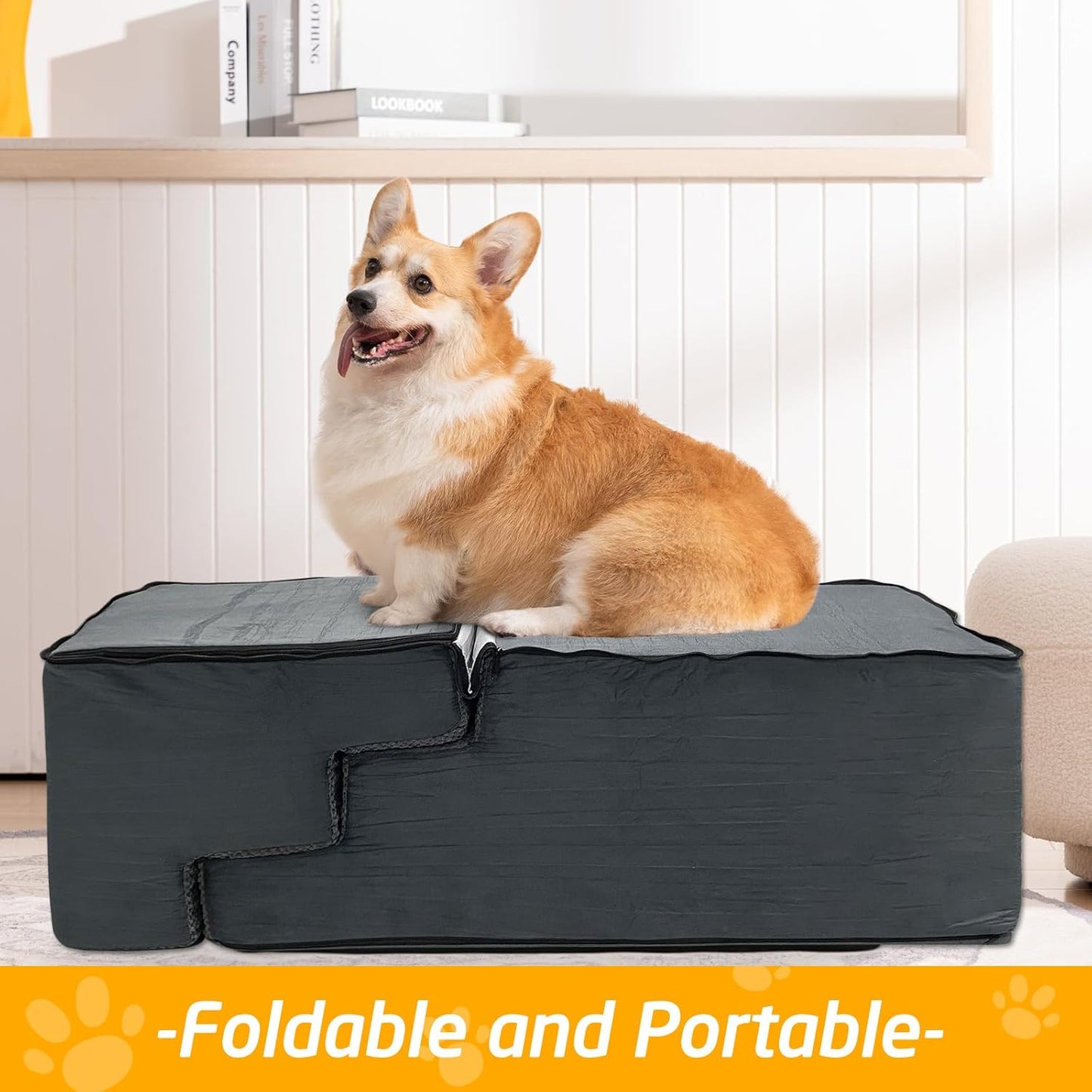 31" H Dog Stairs for Small and Medium Dogs 7-Step Ramps for High Beds and Couch Non-Slip Extra Wide Pet Stairs for Old Dogs and Puppy and Cat - Stable & Durable with Machine Washable Cover Indoor