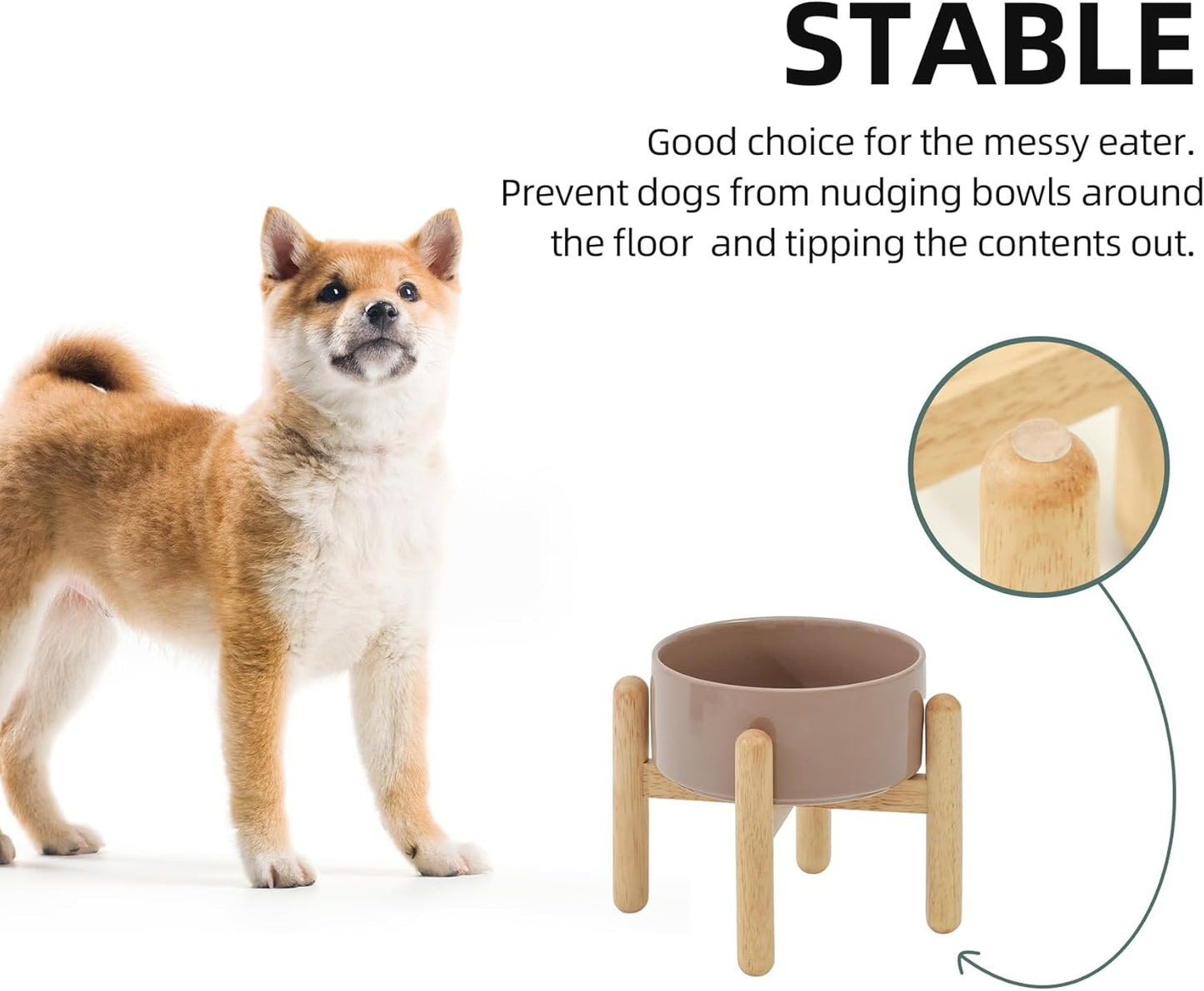 Havniva 8.3inch Ceramic Raised Dog Bowl with Stand, Elevated Dog Bowls for Large Breed Dog Food and Water Bowl Non-Slip Dog Dish Large Capacity Feeding Pet Water Bowl