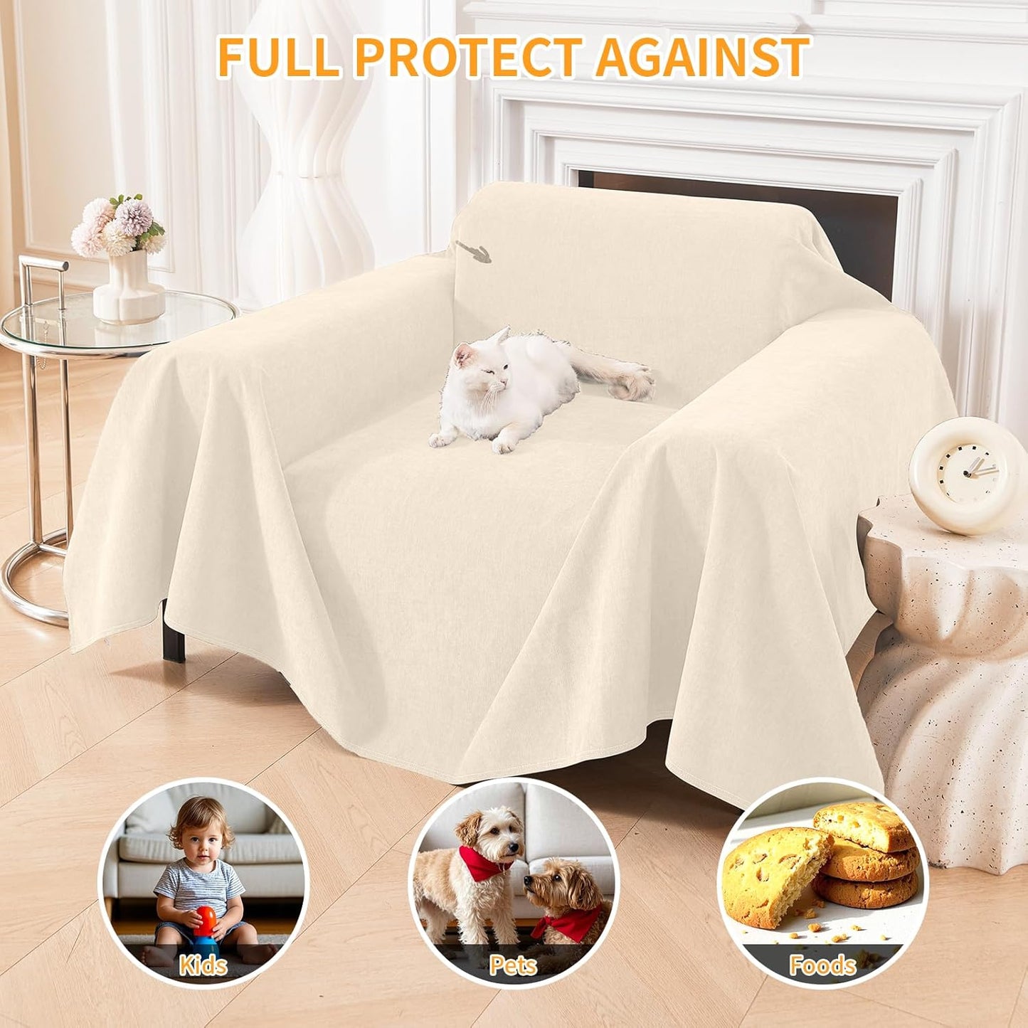 Deep Dream Cat-Scratch Resistant Couch Cover, Waterproof Sofa Cover for 3 Cushion Couch Washable, Pet Friendly Couch Protectors Anti Slip Thickened Love Seat Slipcovers for Pets, 71" x 118", Dark Grey