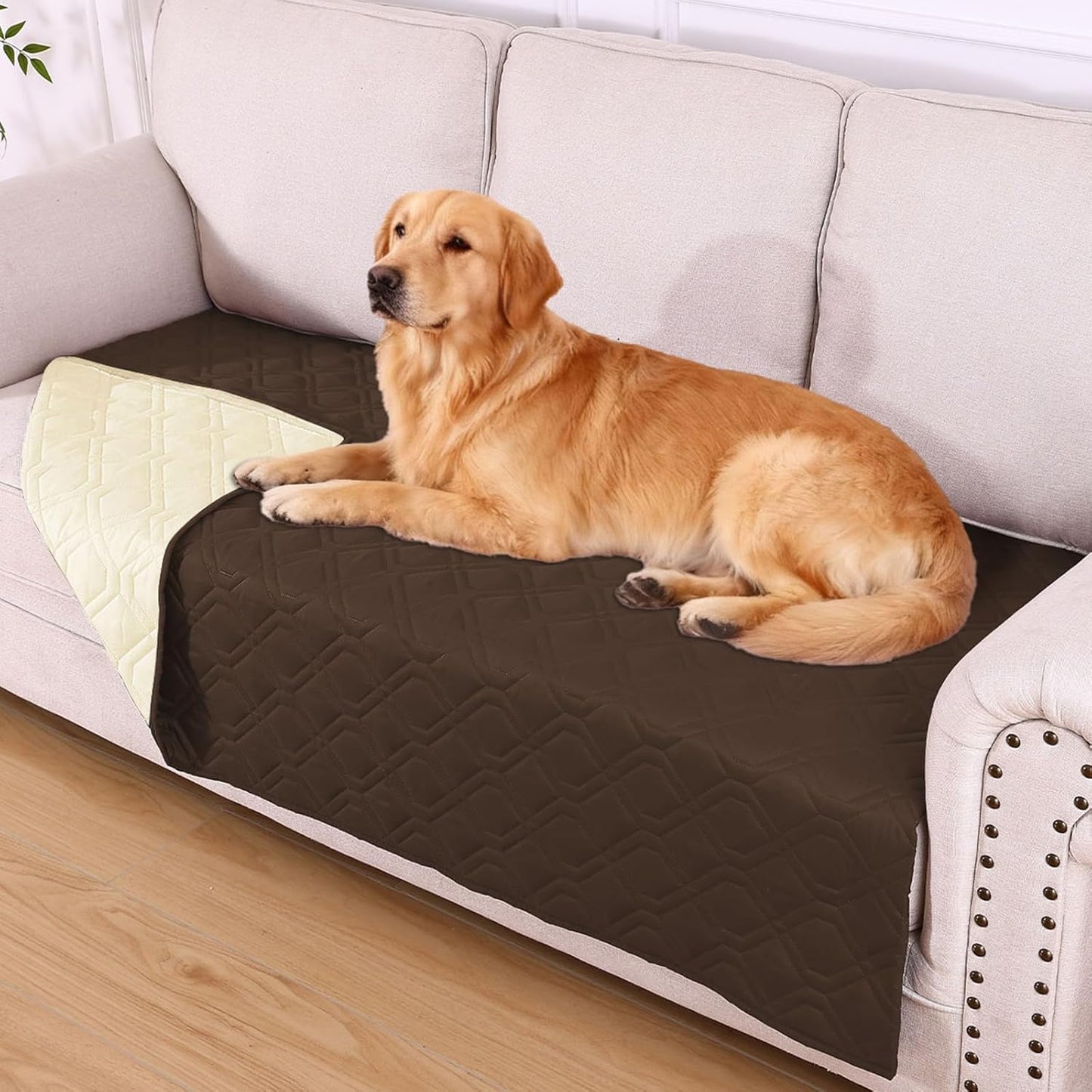 hyha Waterproof Dog Bed Blanket, Soft Pet Blankets, Waterproof Couch Cover for Dogs, Reversible Sofa Covers Washable for Furniture (30x70 Inch, Taupe/Beige)