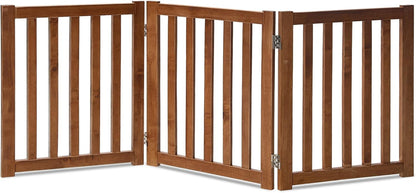 LZRS 2-Panel Wooden Free Standing Foldable Dog Gate Indoor – Solid Hardwood 24" High, Step-Over Safety Pet Gate for Doorways, Stairs & Small Spaces - Indoor Use, White