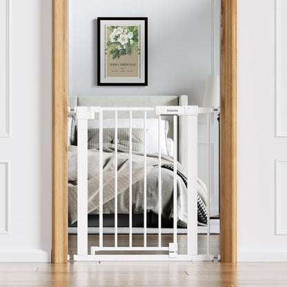 Babelio Baby Gate for Doorways and Stairs, 36-41" Pet Gate with Wide Walk Thru Door and Lock Indicator, No Drill Pressure Mounted Safety Gate with Double Lock and Self-Closing, Black