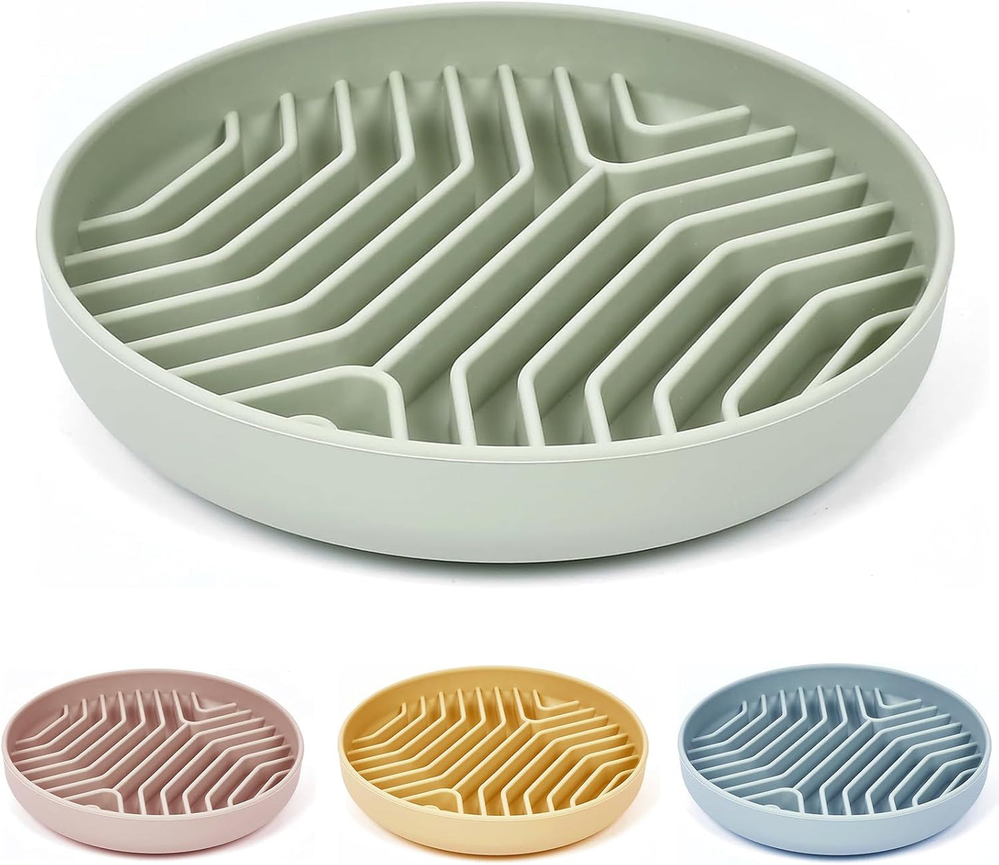 Slow Feeder Dog Bowls, Puzzle Silicone Dog Feeding Bowls with Suction Cups, Anti-Choking, Non-Slip Design, Reduces Boredom, Anxiety, Ideal for Medium to Small Dogs & Cats - XAQMHSW (Pink)