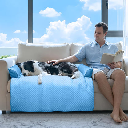 Calming Dog Bed Fluffy Plush Dog Mat for Furniture Protector with Removable Washable Cover for Large Medium Small Dogs and Cats (Large, Light Grey)