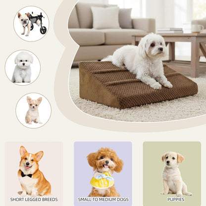 Dog Ramp for Stairs & Dog Ramp for Steps - Non-Slip Independent Foam Stair Pads for Small Dogs & Cats Under 30lbs, Fit Standard Stairs, Washable Cover (Gray, 4-Pack)