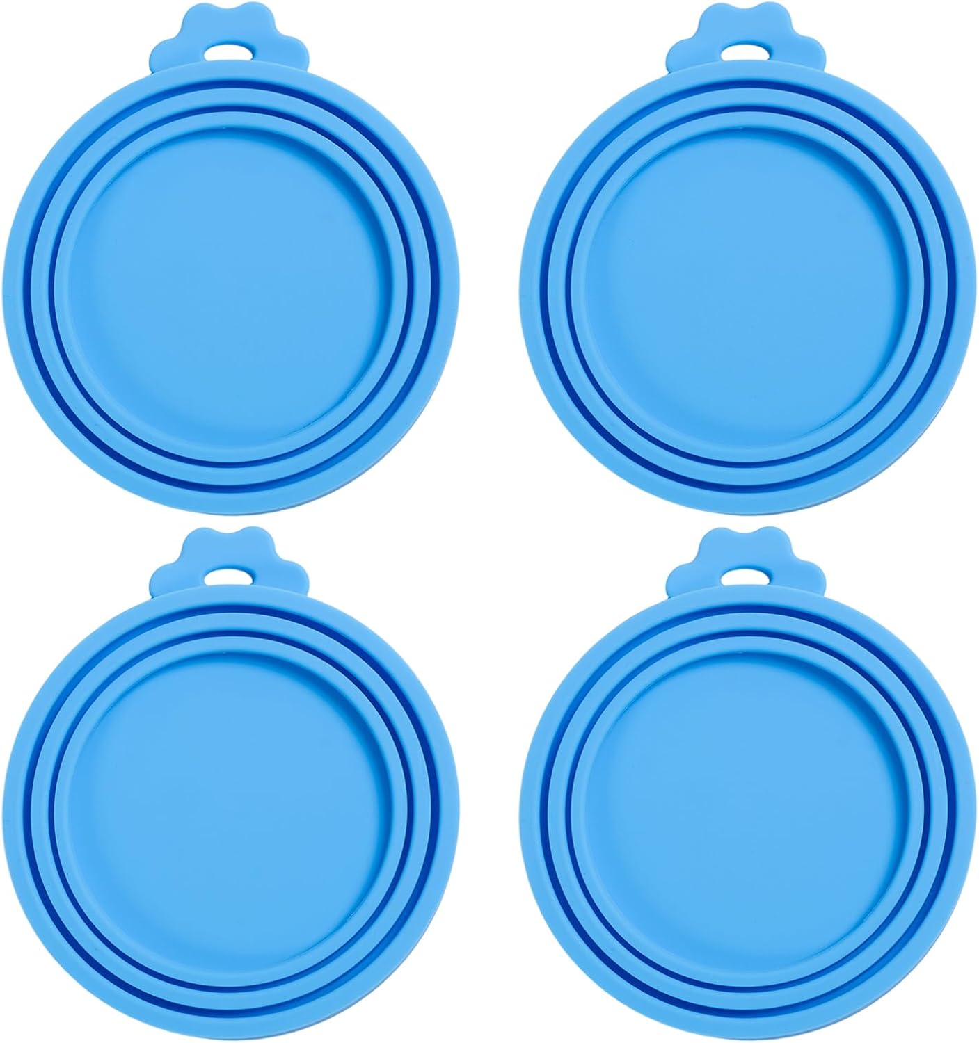 PINE & LINEN 4 Pcs 2.5inch Durable Pet Can Lids, Silicone Small Pet Can Covers Waterproof Cat Food Cans Lids for 3 oz Cat Food Cans（Yellow+Red+Pink+Blue）