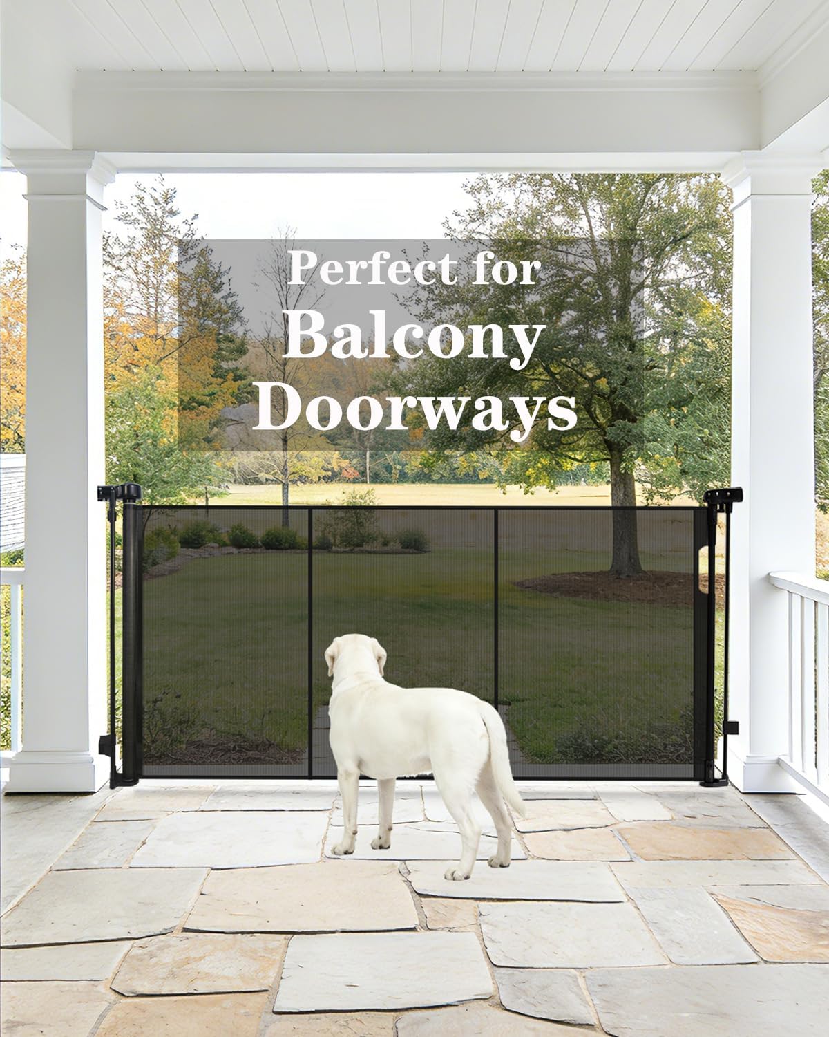 240'' Extra Wide Retractable Baby Gates for Large Opening, 42" Tall Retractable Dog Pet Gate with Support Rods, Long Mesh Screen Child Safety Gate for Garage Doorways Deck Stairs Yard Outdoor Indoor