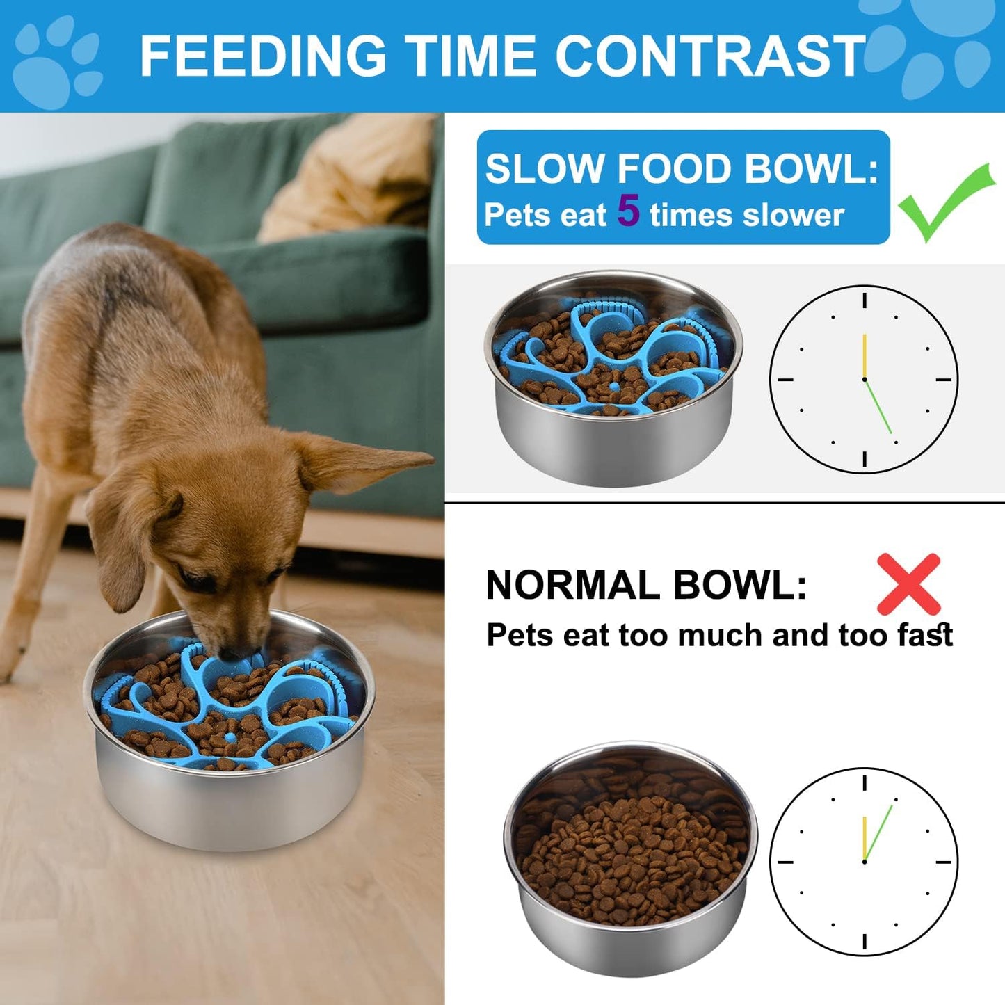 Anipaw Dog Slow Feeder Bowls Silicone Spiral Pet Food Feeder Insert to Slow Down Eating for Large Medium Small Breed Dogs Perfect with Stainless Steel Glass Ceramic Pet Bowls (Grey)