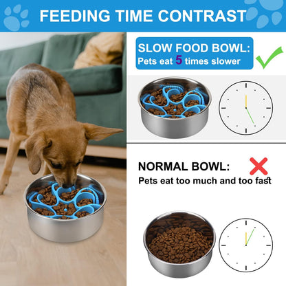 Anipaw Dog Slow Feeder Bowls Silicone Spiral Pet Food Feeder Insert to Slow Down Eating for Large Medium Small Breed Dogs Perfect with Stainless Steel Glass Ceramic Pet Bowls (Grey)