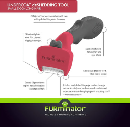 FURminator Large Dog Undercoat deShedding Tool for Long Hair, Reduces Loose Hair From Shedding