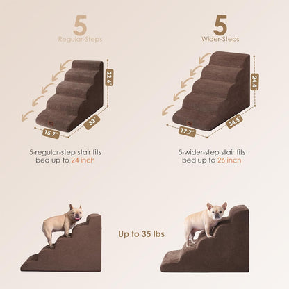 EHEYCIGA Curved Dog Stairs Ramp for High Beds 19.7" H, 4-Step Dog Steps for Small Dogs and Cats, Pet Stairs for High Bed Climbing, Non-Slip Balanced Pet Step Indoor, Grey