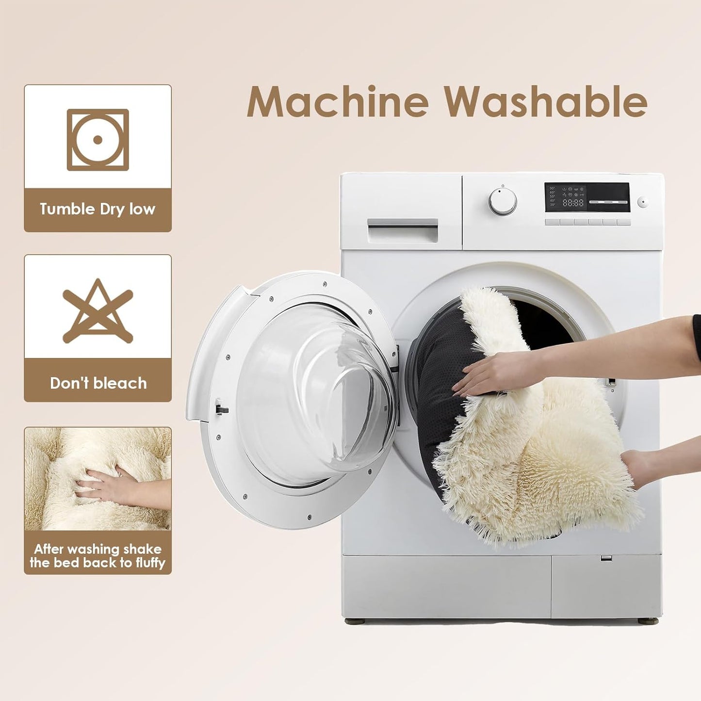 EHEYCIGA Fluffy Dog Crate Bed for Medium Dogs, Plush Faux Fur Crate Pad, Calming Anti Anxiety Medium Dog Bed, Washable Soft Warm Crate Mat with Non-Slip Bottom