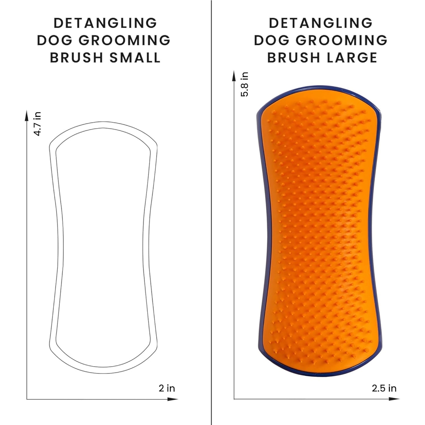 Pet Teezer Detangling Dog Grooming Brush, Dog Bath Brush for Long Haired Breeds and Wet or Dry Fur, Large, Navy & Orange