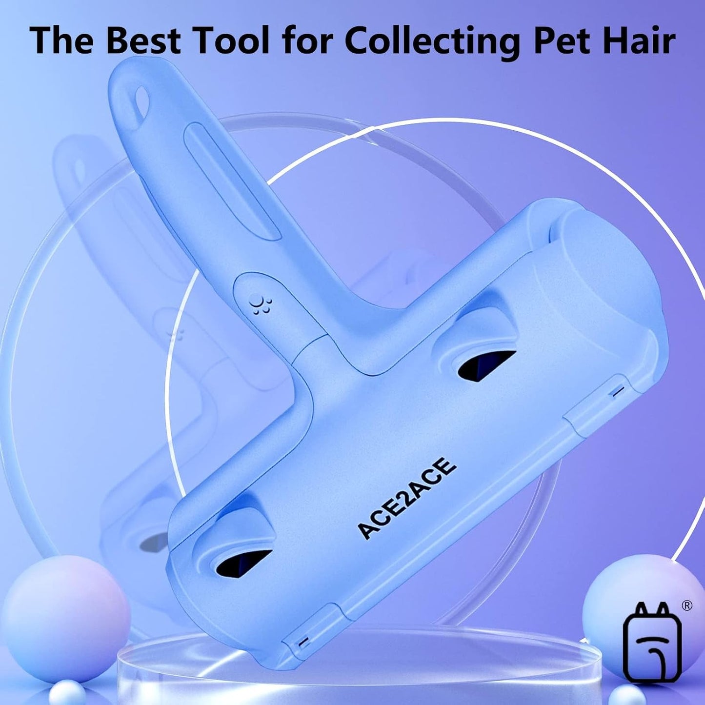 ACE2ACE Pet Hair Removal Tool, Reusable Lint Roller for Pet Hair, Self Clean Cat Hair Remover with Dust Bin, Dog Hair Remover for Couch, Furniture, Carpet, Sofa and Bedding