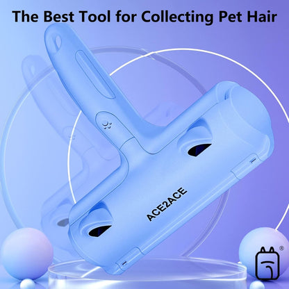 ACE2ACE Pet Hair Removal Tool, Reusable Lint Roller for Pet Hair, Self Clean Cat Hair Remover with Dust Bin, Dog Hair Remover for Couch, Furniture, Carpet, Sofa and Bedding