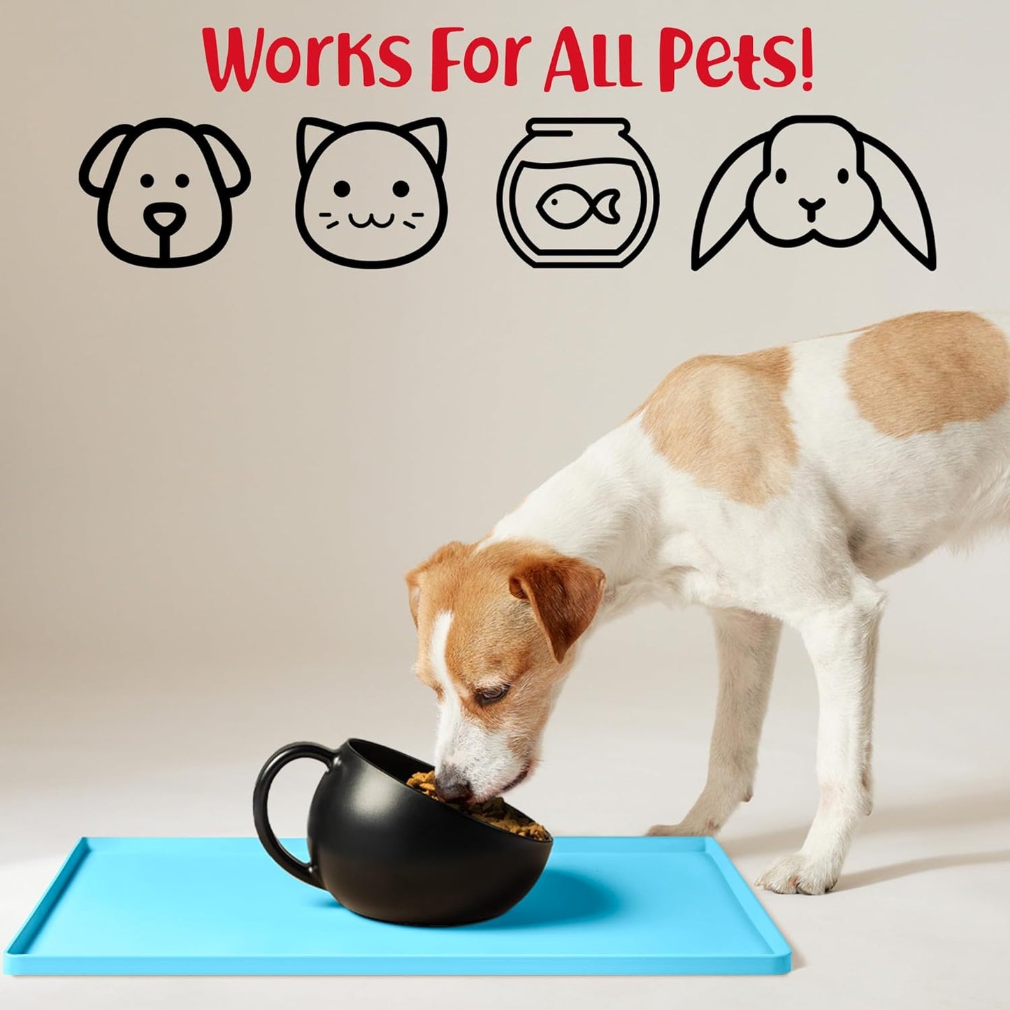 DogBuddy Dog Food Mat – Waterproof Dog Bowl Mat for Food and Water, Silicone Pet Feeding Mats for Floors, Non-Slip Placemat with High Edges for Dogs Bowls, Puppy Essentials (L: 24" x 16", Shadow)