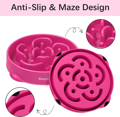 MateeyLife Slow Feeder Dog Bowls 2PCS, Anti-Choking Puzzle Dog Food Bowls, Anti-Slip Interactive Feeding Slow Down Eating, Bloat Stop Maze Dishes for Medium Breeds Pink&Purple