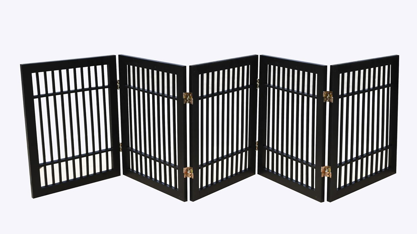 Urnporium Freestanding Wooden Dog Gate for Doorways – Foldable Acacia Wood Pet Gate, No Drill Portable Indoor/Outdoor Puppy Fence Barrier (White Pet Gate, 3 Panel 24" Tall)