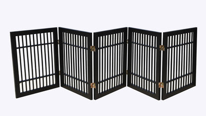 Urnporium Freestanding Wooden Dog Gate for Doorways – Foldable Acacia Wood Pet Gate, No Drill Portable Indoor/Outdoor Puppy Fence Barrier (White Pet Gate, 3 Panel 24" Tall)