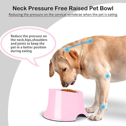 Tilted Elevated Dog Bowls Non-Slip & Non-Spill Pet Feeder with Elevated Detachable Melamine Stand, High Capacity Tilted Dog Bowl for Medium Small Size Dogs M/2 Cup Black