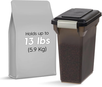 IRIS USA Dog Food Storage Container, Airtight Lid, 2-Cup Scoop, Up to 13 Pounds Pet Food Storage, Versatile Pet Food Bin, Treats, BPA Free, Gray/Dark Gray