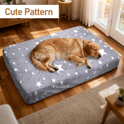 Dog Bed Covers Replacement Washable, Elastic Edged Pet Bed Protector with Cute Dog Pattern Design for Small & Medium Pet Beds, Cover Only (Blue, 36x27x6 Inch)