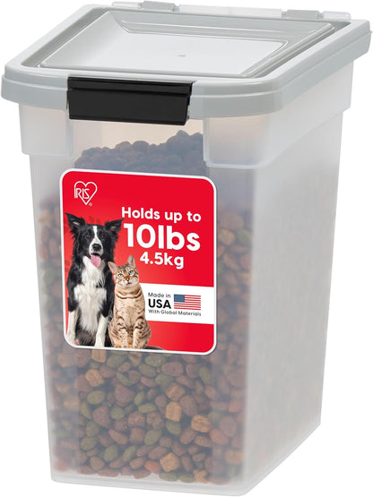 IRIS USA Airtight Dog Food Storage Container, Up to 30 lbs, Attachable Wheels, for Dog Cat Bird and other Pet Food Storage Bin, Keep Fresh, Easy Mobility, BPA Free, Black