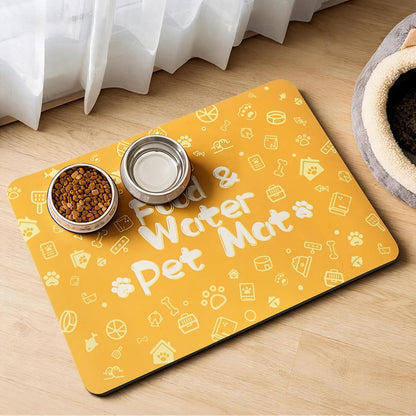 Pet Feeding Mat,Dog Cat Mat for Food and Water,Dog Bowl Waterproof Placemat with Rubber Backing,Absorbent Quick Dry Water Dispenser Mat for Pet（Dark Gray 12"×18"）