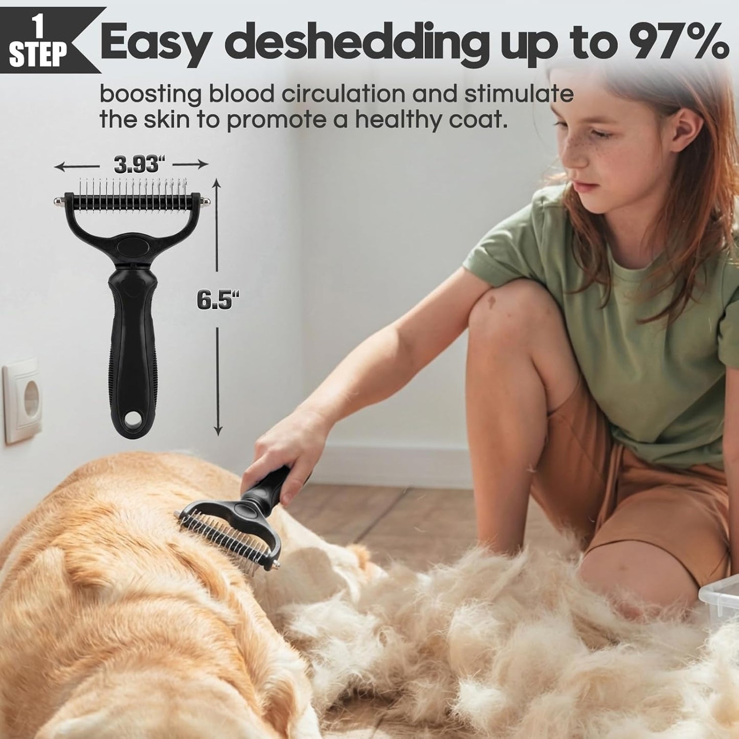 Bonteck Dog Slicker Brush for Dogs Grooming Kit 5PCS | Large Dog Brush for Goldendoodles Poodles Doodles | Long Pin Haired Brush | Poodle Brushes and Comb (Purple)