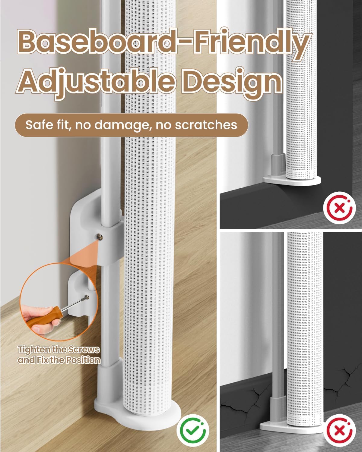 55" Retractable Baby Gates, 34" Tall Mesh Baby Gate with 4 Reinforced Rods, Prevents Kids & Dogs from Crawling Under, Retractable Dog Gate for Doorways, Hallways, Indoor/Outdoor, Black