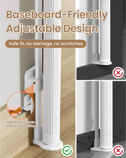 55" Retractable Baby Gates, 34" Tall Mesh Baby Gate with 4 Reinforced Rods, Prevents Kids & Dogs from Crawling Under, Retractable Dog Gate for Doorways, Hallways, Indoor/Outdoor, Black