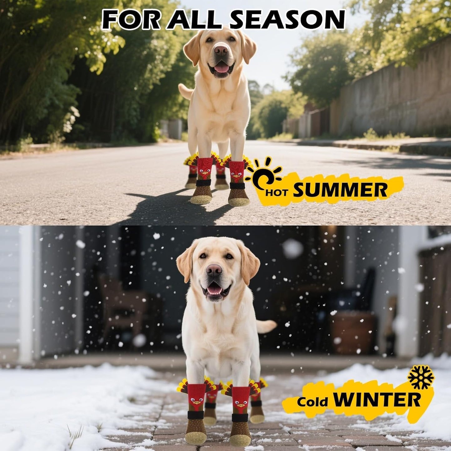 EXPAWLORER Anti Slip Dog Socks to Prevent Licking Paws, Dog Shoes for Hot Pavement, Dog Booties for Small Medium Large Senior Dogs, Traction Control Boots & Paw Protectors for Hardwood Floors