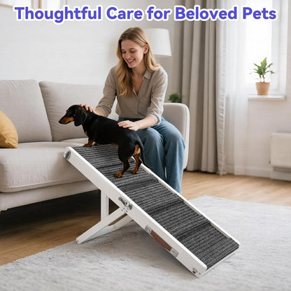 2026 Upgraded Dog Ramp for Couch, Foldable Small Dog Ramp for Sofa, 4 Adjustable Height from 13'' to 21", Portable Stable Pet Steps with Non-Slip Pad, Pet Ramps Use for Sofa Couch Stairs