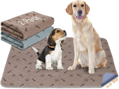 Peepeego 2Pack Pee Pads for Dogs Washable+Free Dog Comb, Waterproof Rugs 36”x48, Absorbent Dog Pads Reusable, Non Slip