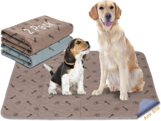 Peepeego 2Pack Pee Pads for Dogs Washable+Free Dog Comb, Waterproof Rugs 36”x48, Absorbent Dog Pads Reusable, Non Slip