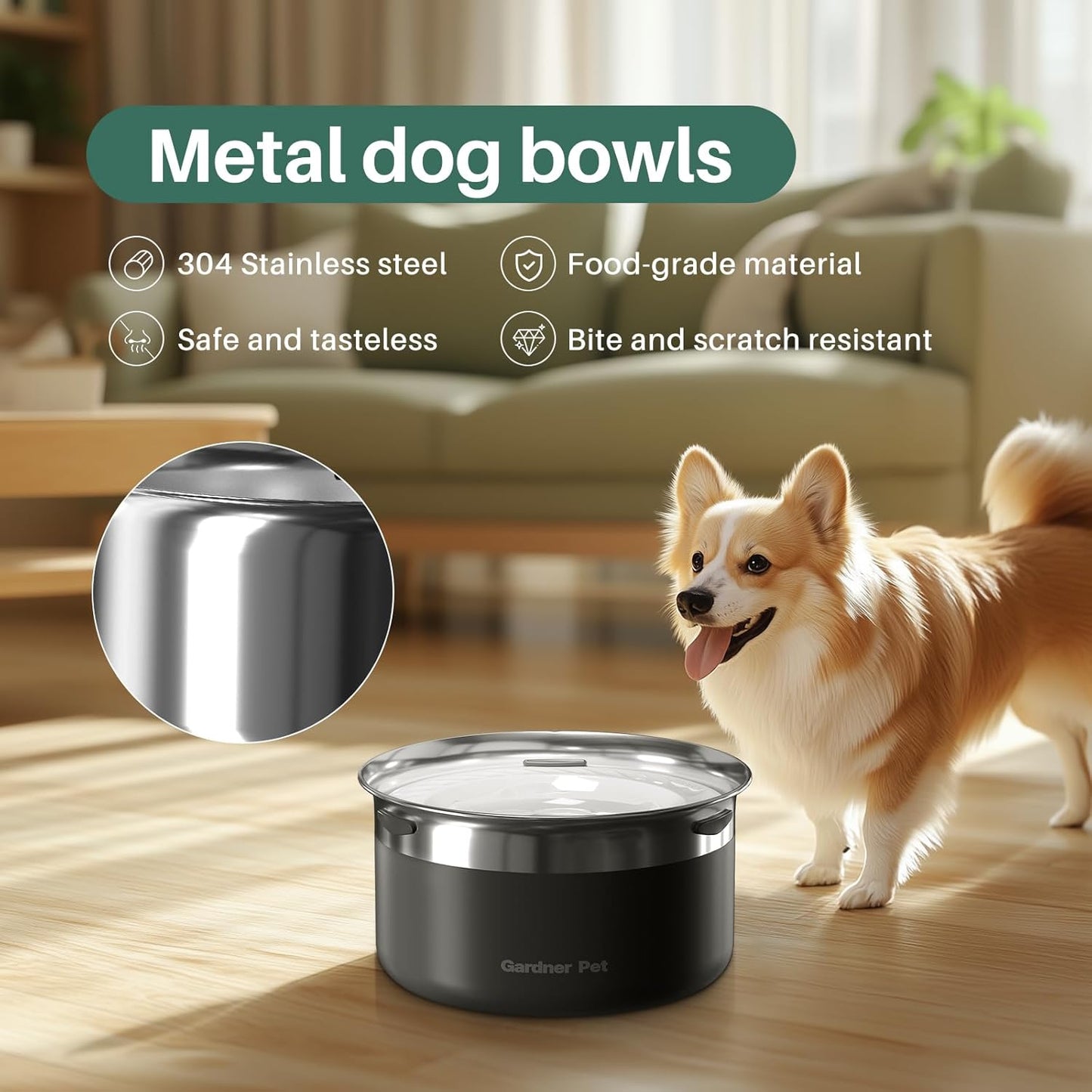 Gardner Pet Slow Water Bowl for Dogs – No Spill, Anti-Splash Floating Plate Design, Slows Drinking to Reduce Mess, Keeps Water Clean & Floors Dry, 3.8L(White)