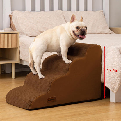 Aodisman 3-Step Dog Ramp and Stairs for Sofa and Chair - Non-Slip Sturdy Pet Steps for Small Dogs and Cats,15.7" H,Grey