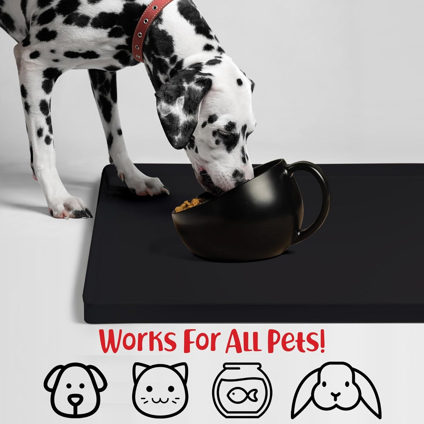 DogBuddy Dog Food Mat – Waterproof Dog Bowl Mat for Food and Water, Silicone Pet Feeding Mats for Floors, Non-Slip Placemat with High Edges for Dogs Bowls, Puppy Essentials (L: 24" x 16", Shadow)
