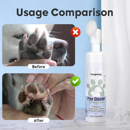 Leopong Dog Paw Cleaner,Dog Paw Wash Care for Dogs Large Medium Small XL Breed,2 Pack Waterless Foam with Silicone Scrubber, Dogs Cats Feet Paw Cleaner
