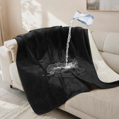 LOOBANI Waterproof Blanket for Bed: Reversible Soft Flannel Twin Bed Blanket 60" x 80", Leakproof Throw Spill-Proof Dog Pet Blanket for Couch Cover, Movie Time, Camping, Travel, Grey